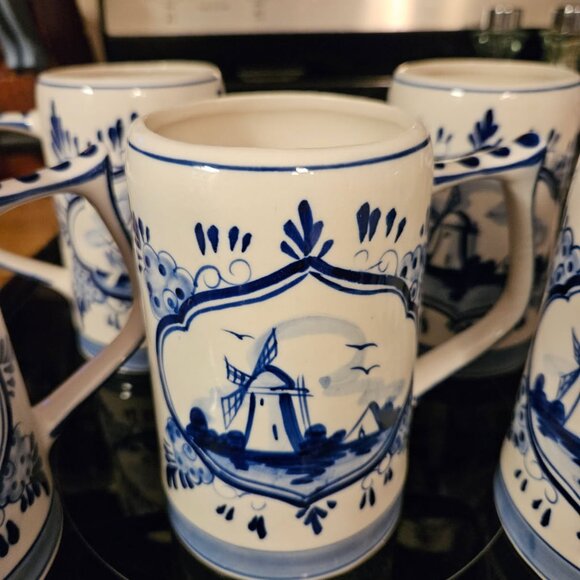 5 Delft Blue Heineken Beer Stein Mugs made in Holland - Picture 5 of 6